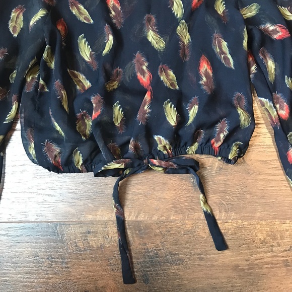 Feather Print Sheer Crop Top - Picture 3 of 3